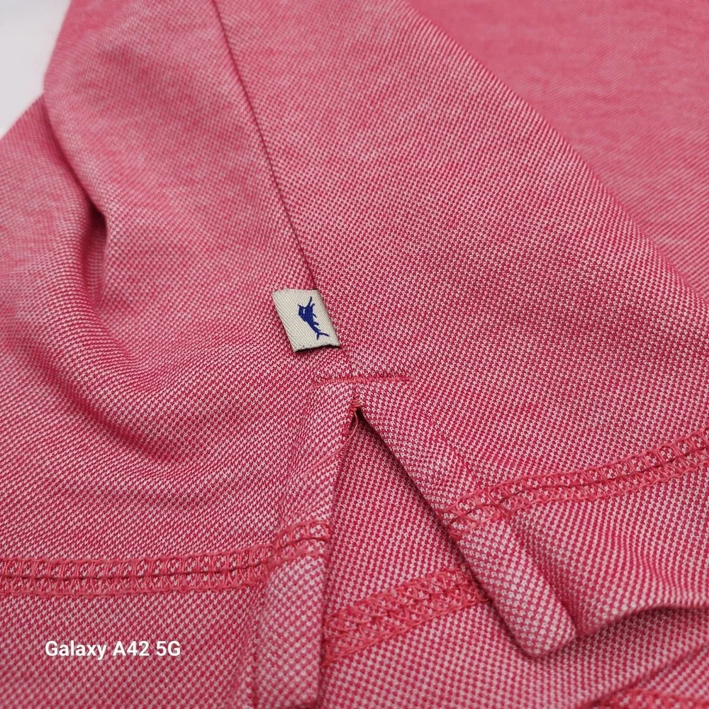 Tommy Bahama Red Marlin Logo Polo Shirt Mens Medium M Cotton Polyester‎ Blend